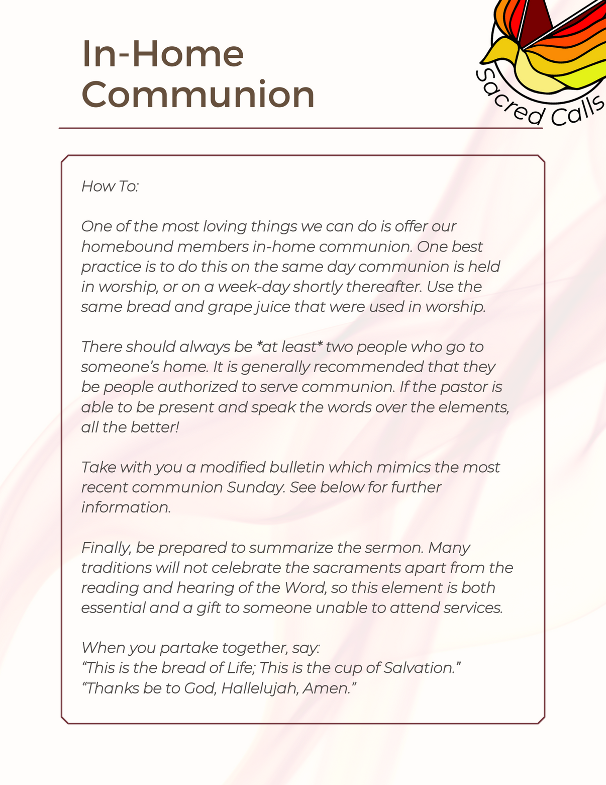 In-Home Communion Guide – sacredcalls