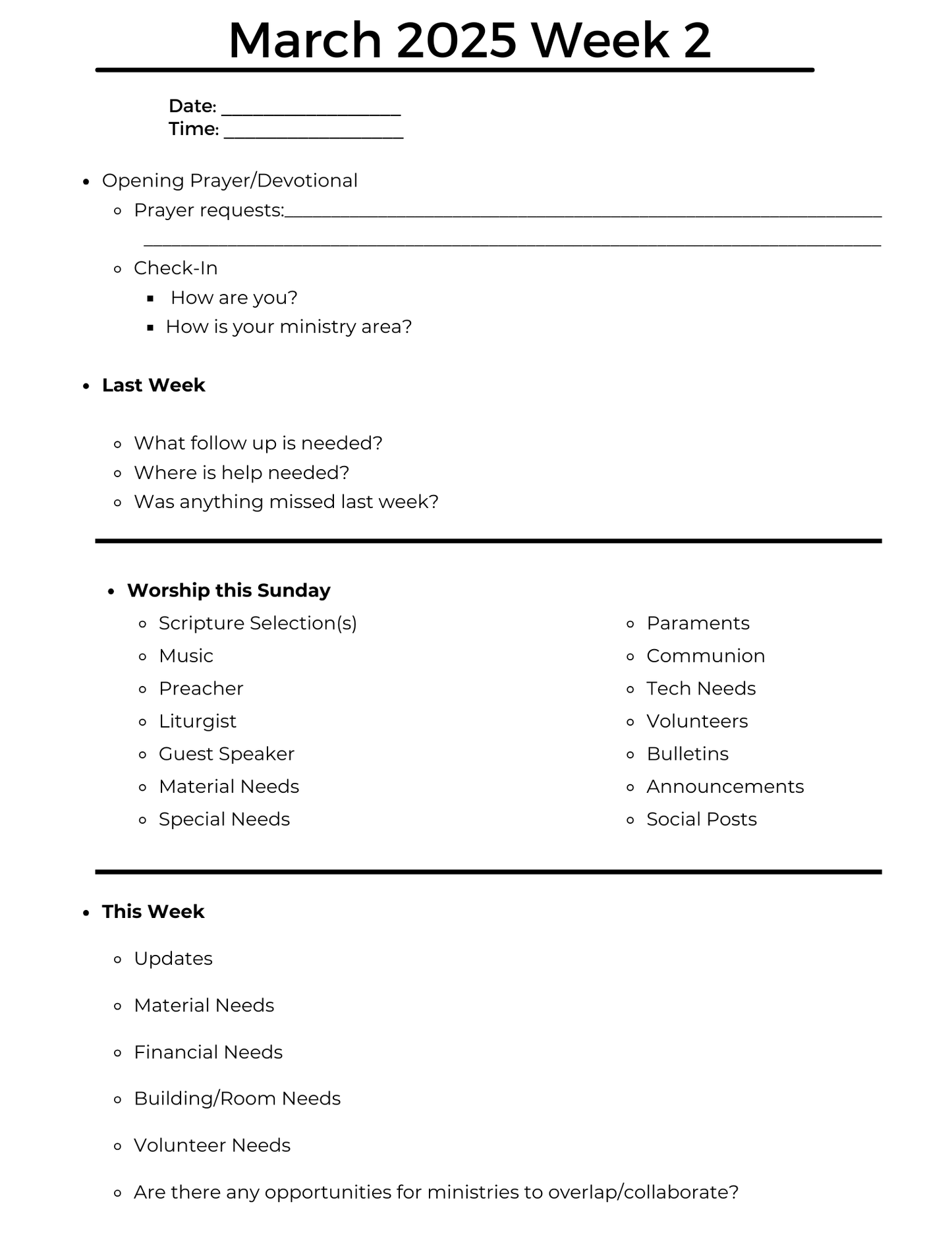 Ecumenical Staff Meeting Guide