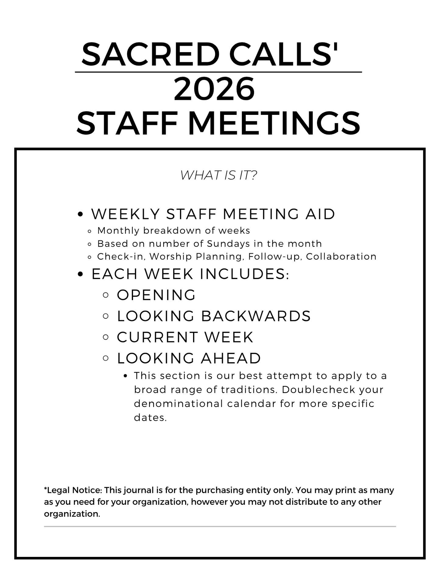 Staff Meeting Journal - 2026