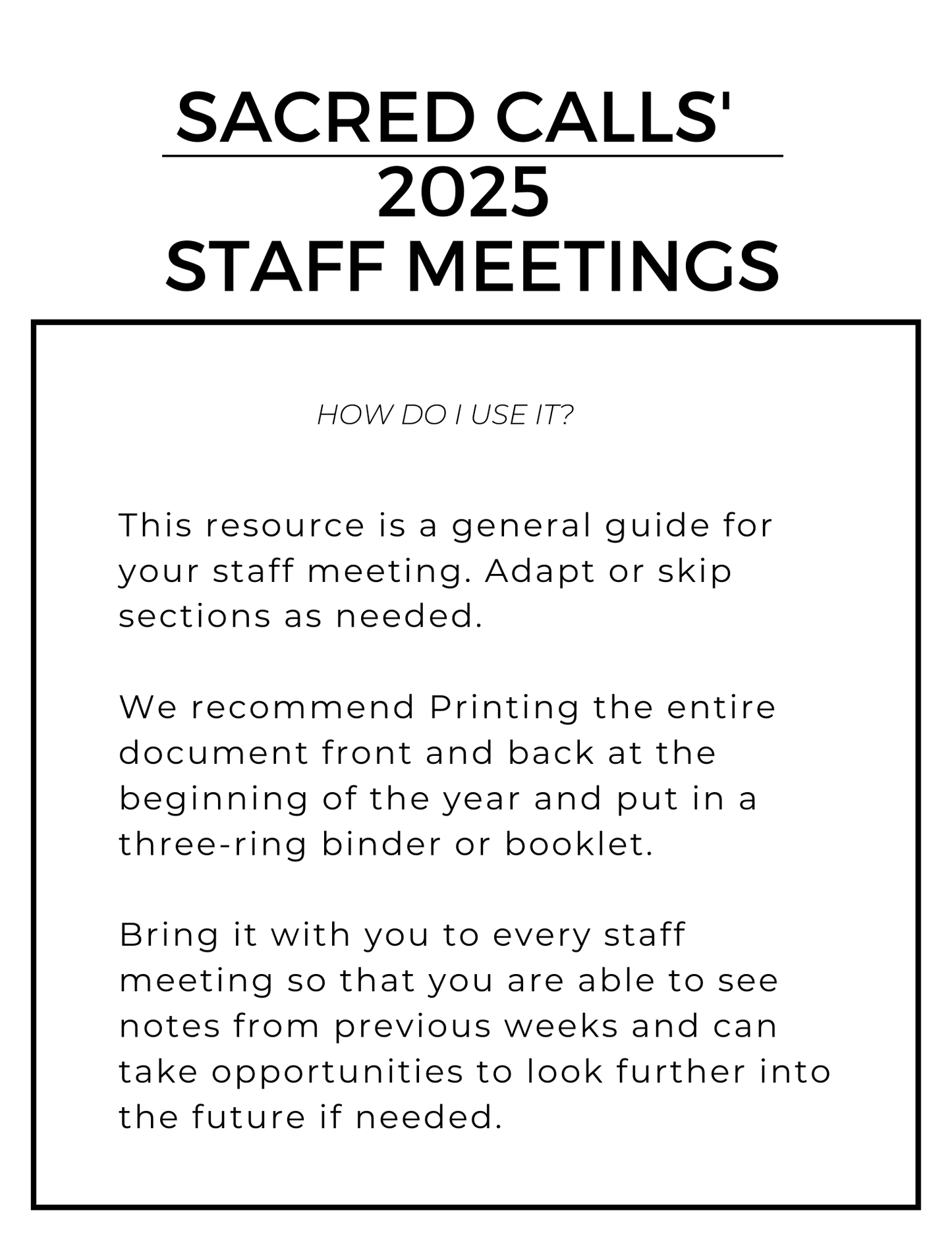 Ecumenical Staff Meeting Guide