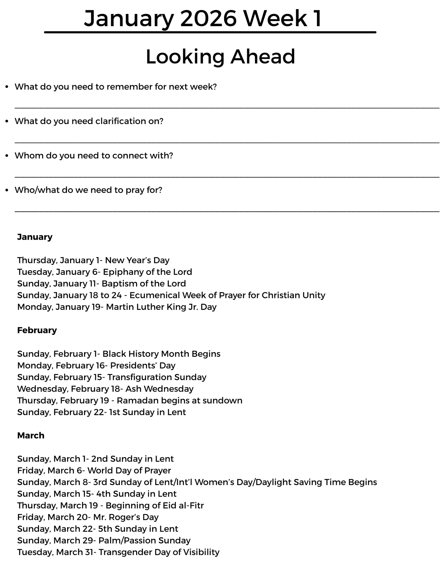 Staff Meeting Journal - 2026