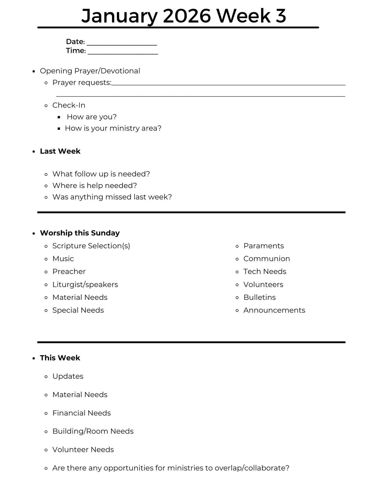 Staff Meeting Journal - 2026